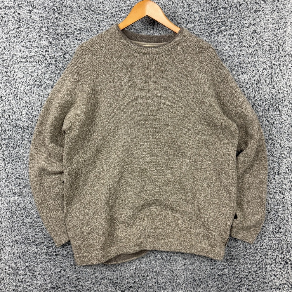 Woolrich Sweater Mens XL Beige Wool Crewneck Knit Pullover Cement Heather